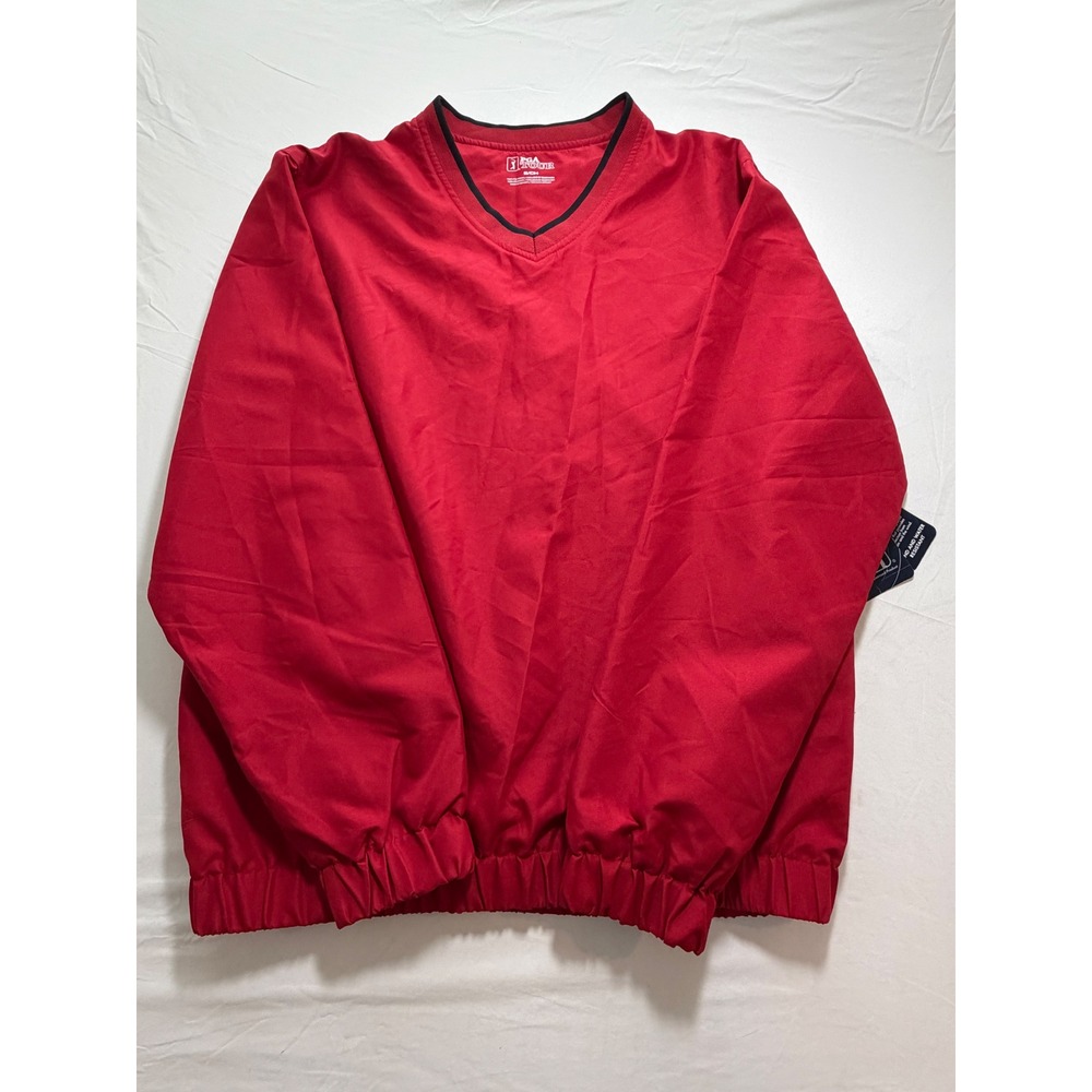 PGA Tour Mens Windshirt V-Neck Red‎ Wind Water Resistant Golf Pullover Small NEW